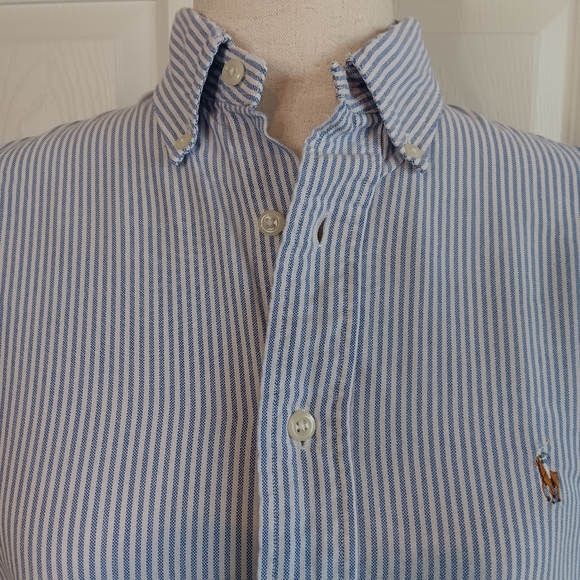Blue Pin Striped Ralph Lauern Boy's Shirt - Picture 5 of 6